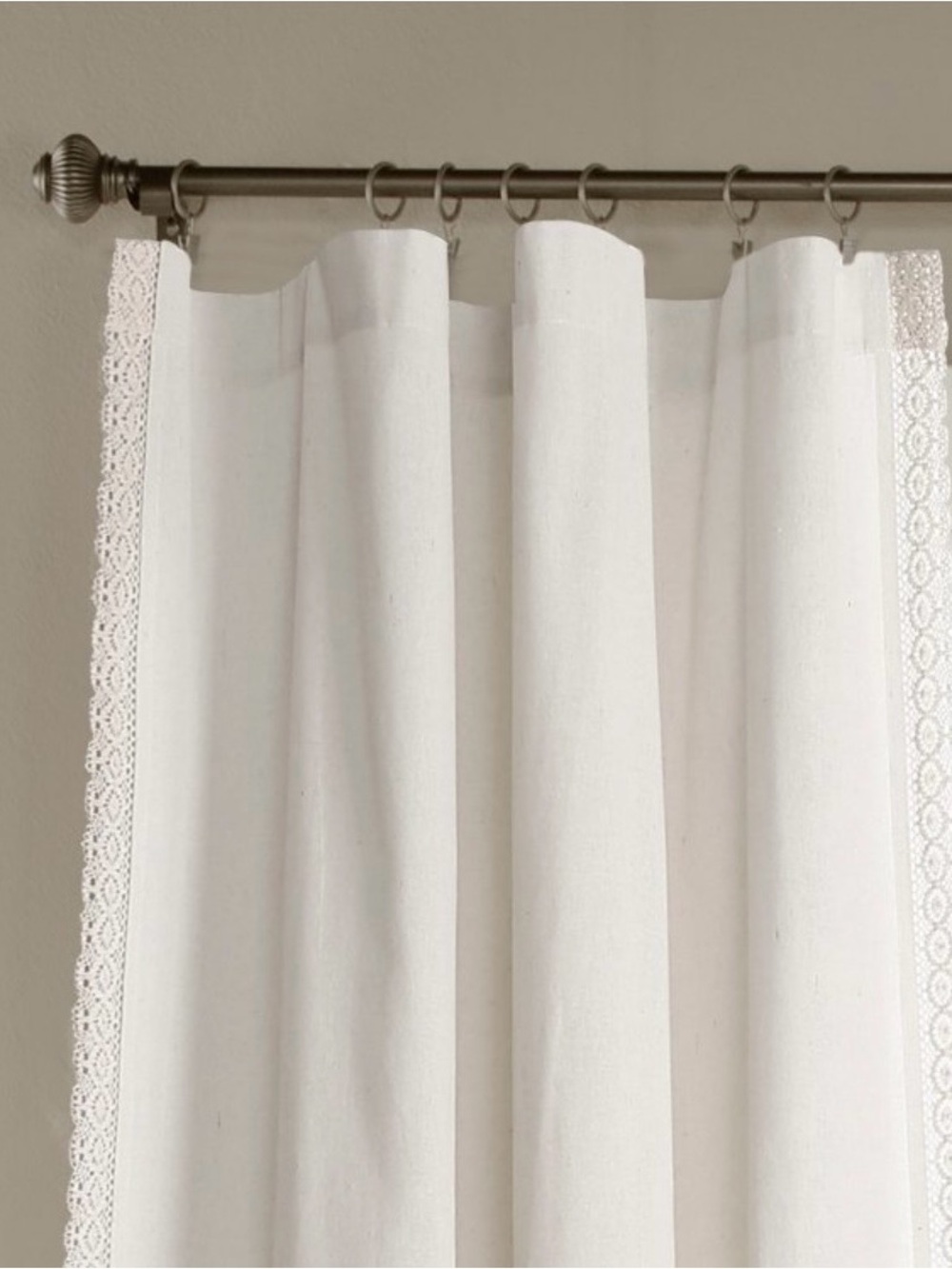 Lush Decor Rosalie Curtain Panels Pair White Light Filtering Lace Trim Set Of 2